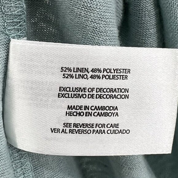 Orvis Womens V-Neck 3/4 Sleeve Top In Seafoam Green Linen Blend - Picture 5 of 8